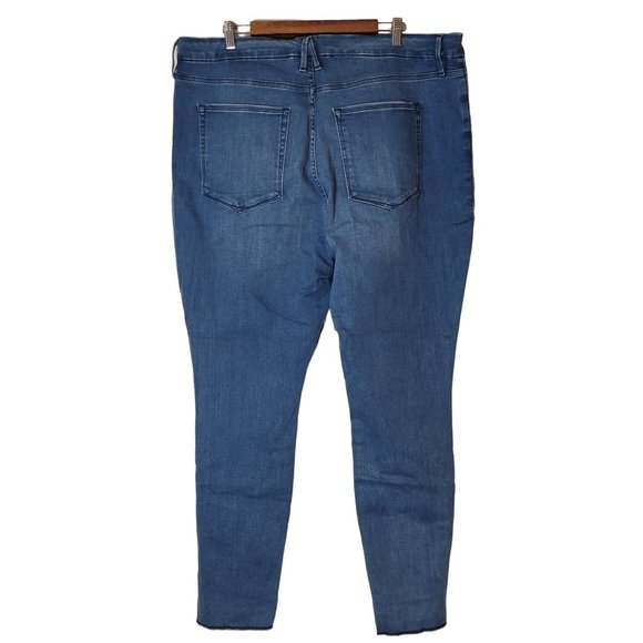 Good American Good Waist Size 24 Denim Blue‎ Jeans Blue Skinny Raw Hem - Picture 3 of 10